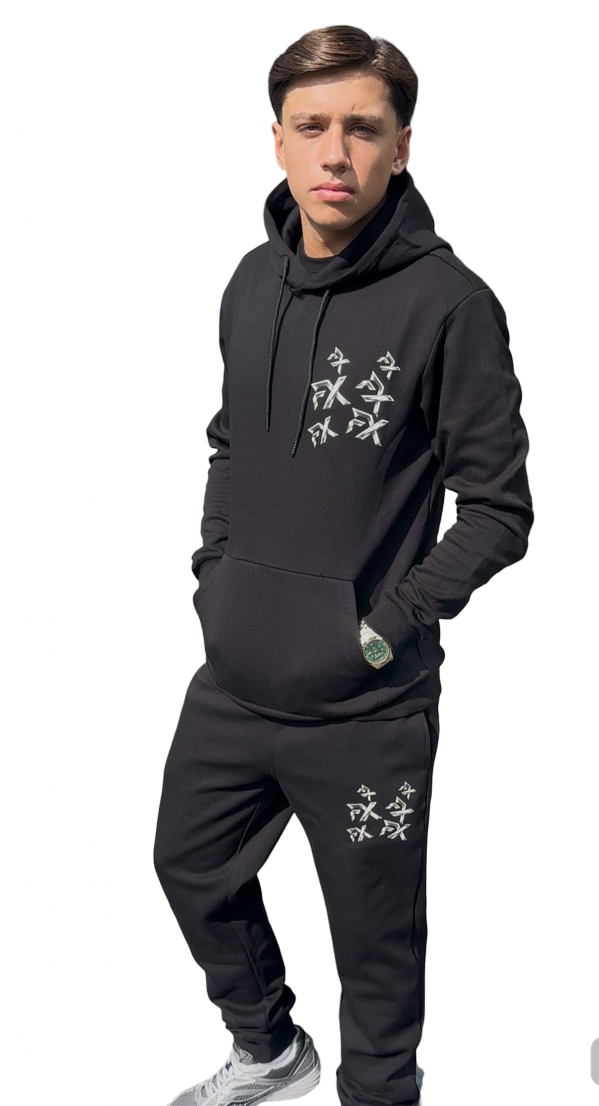 BLACK FX DIAMOND LOGO HOODIE TRACKSUIT