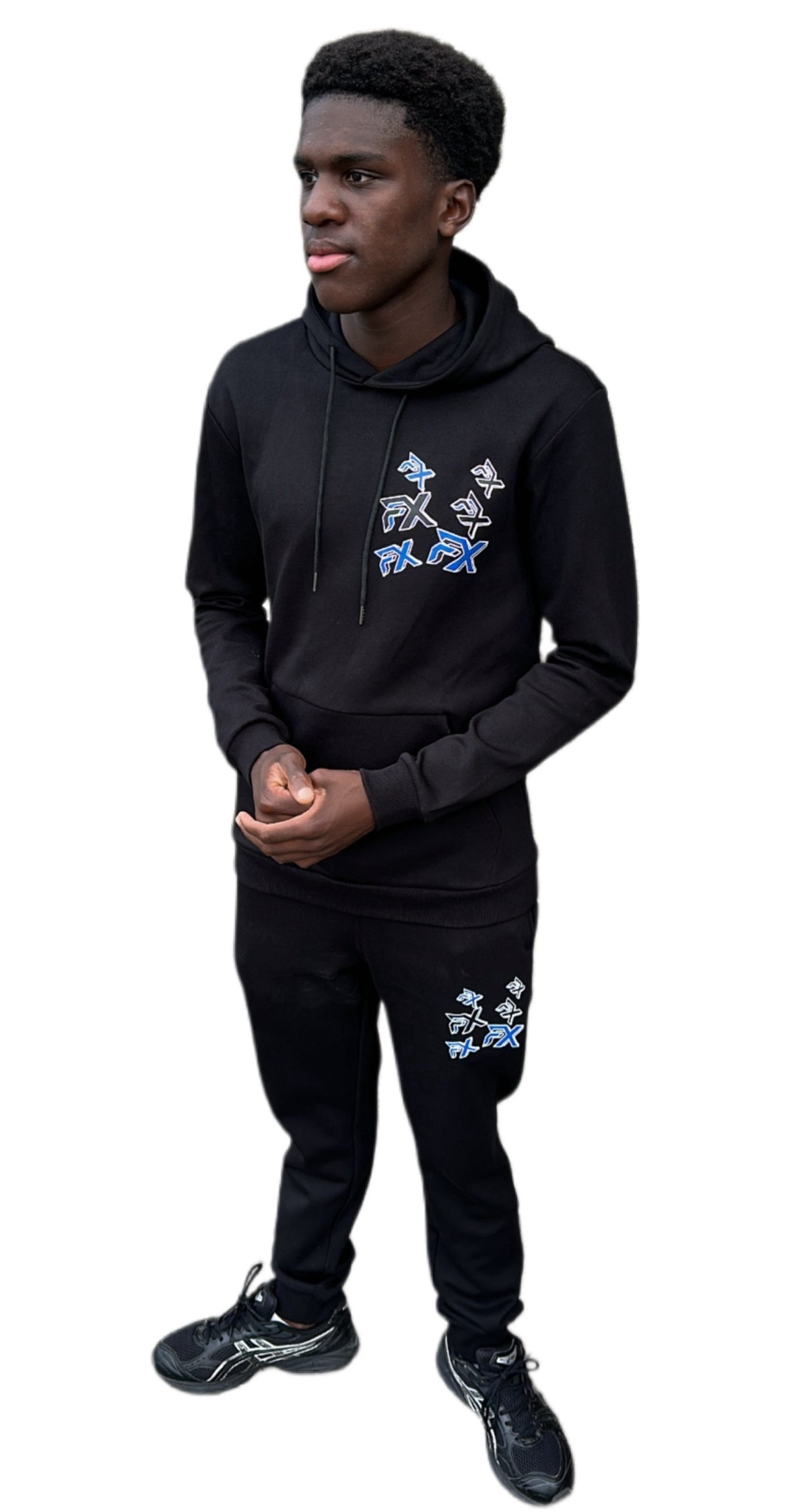 BLACK/BLUE FX 3D LOGO HOODIE TRACKSUIT