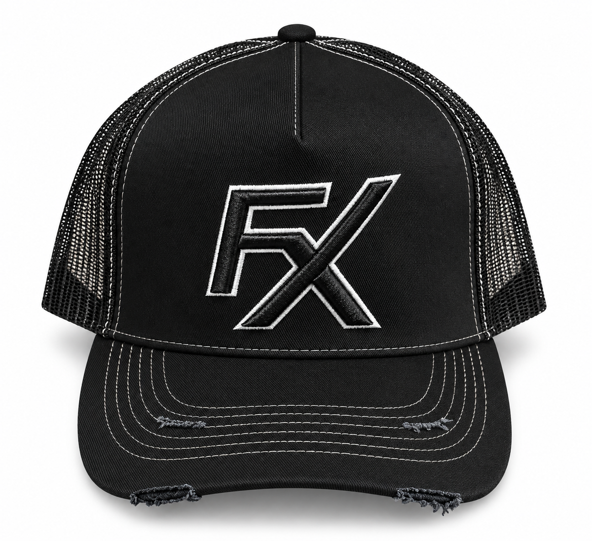 Flux Black x White Thread Trucker Hat