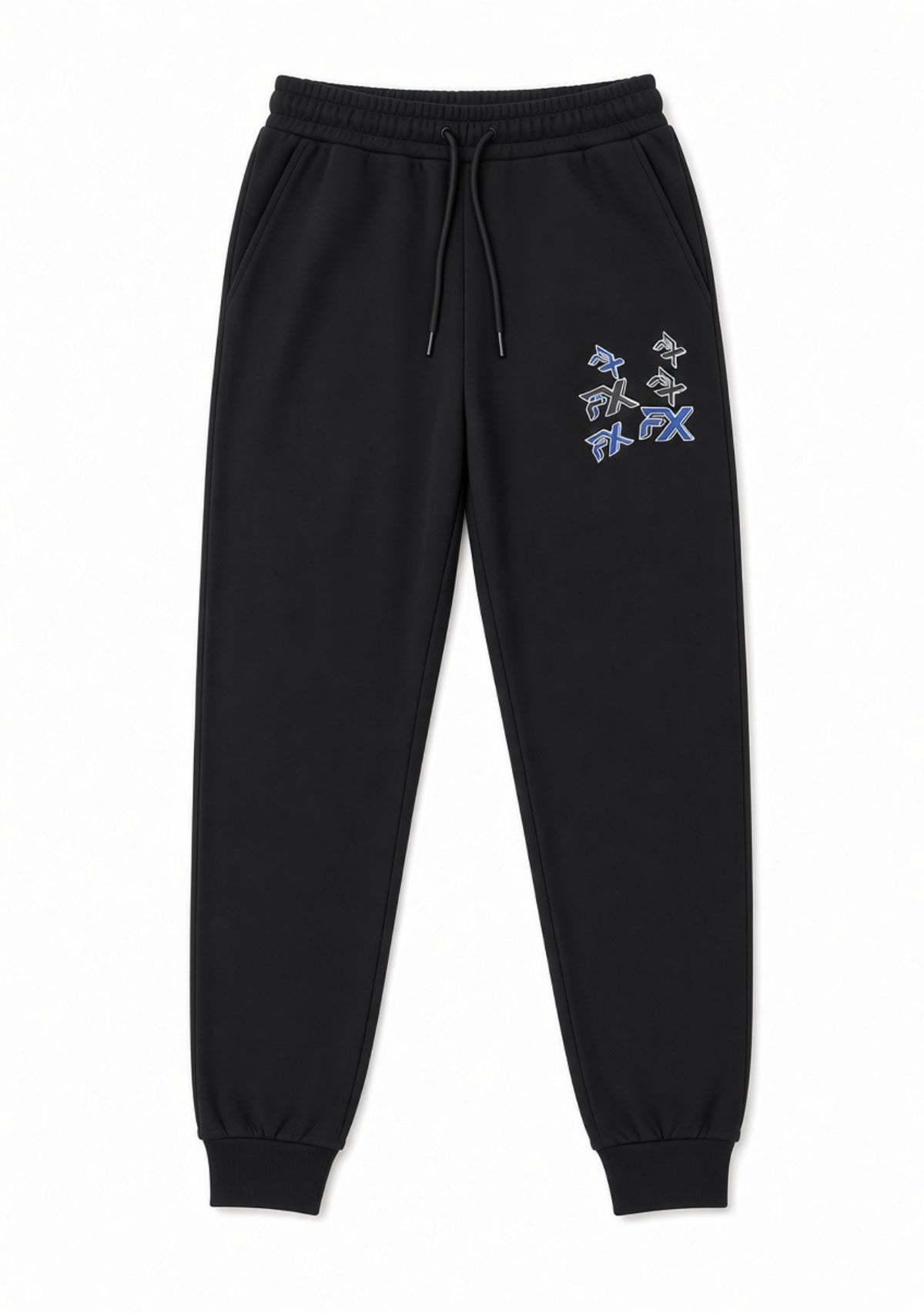 BLACK/BLUE JUMBLED FX LOGO BOTTOMS
