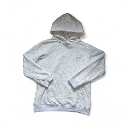 Grey & Baby Blue FX Cotton Hoodie