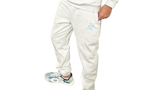 Grey & Baby Blue FX Cotton Joggers