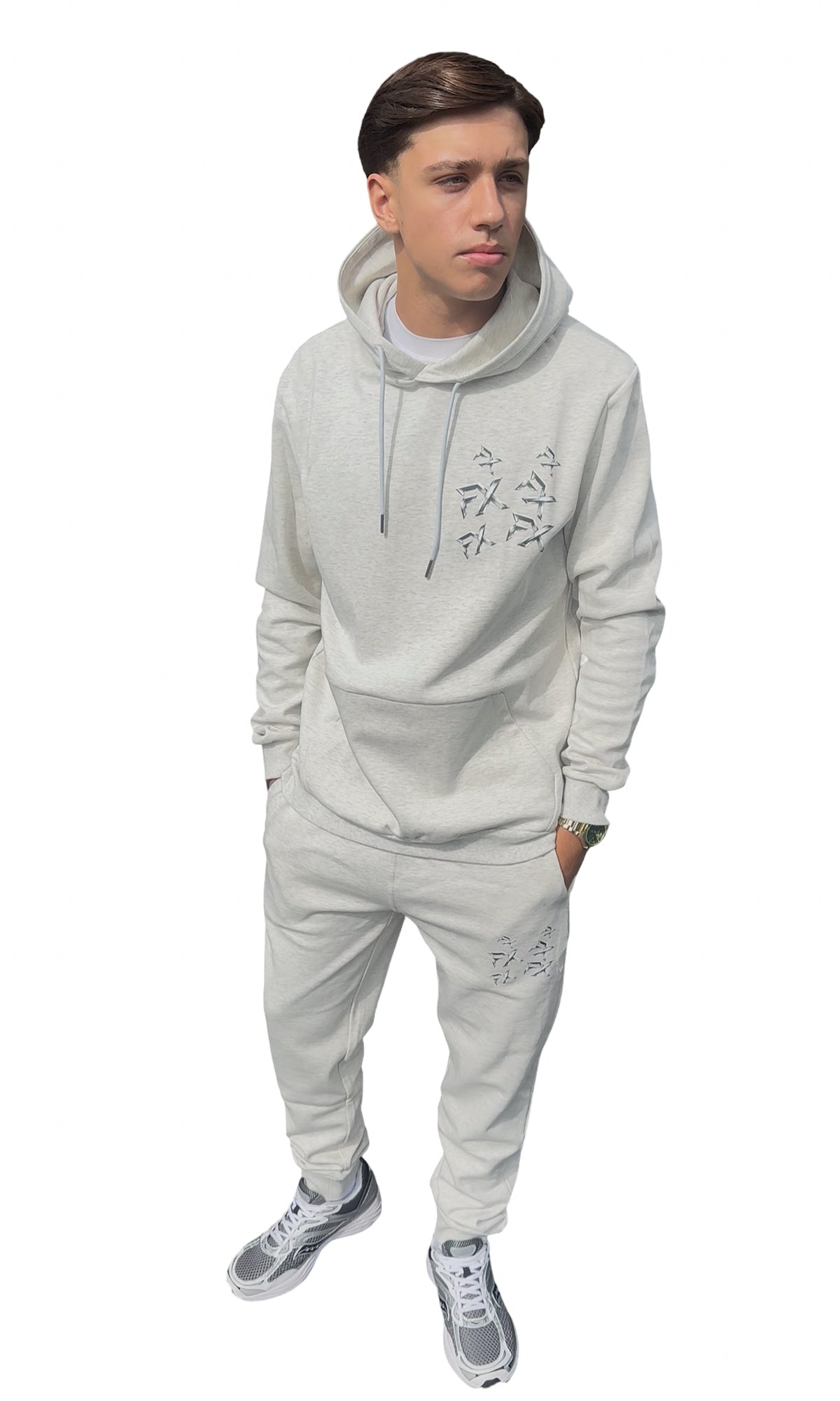 LIGHT GREY DIAMOND FX LOGO HOODIE TRACKSUIT